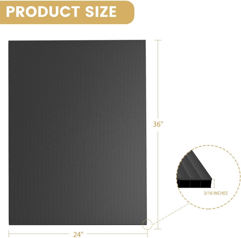 SCZS 2 Pack Corrugated Plastic Board for Indoor and Outdoor Use, 4 Mm Thick Poster Board, 24x36 Inches, Black Plastic Sheets, Waterproof Coroplast Sheets and Blank Yard Signs - Image 2